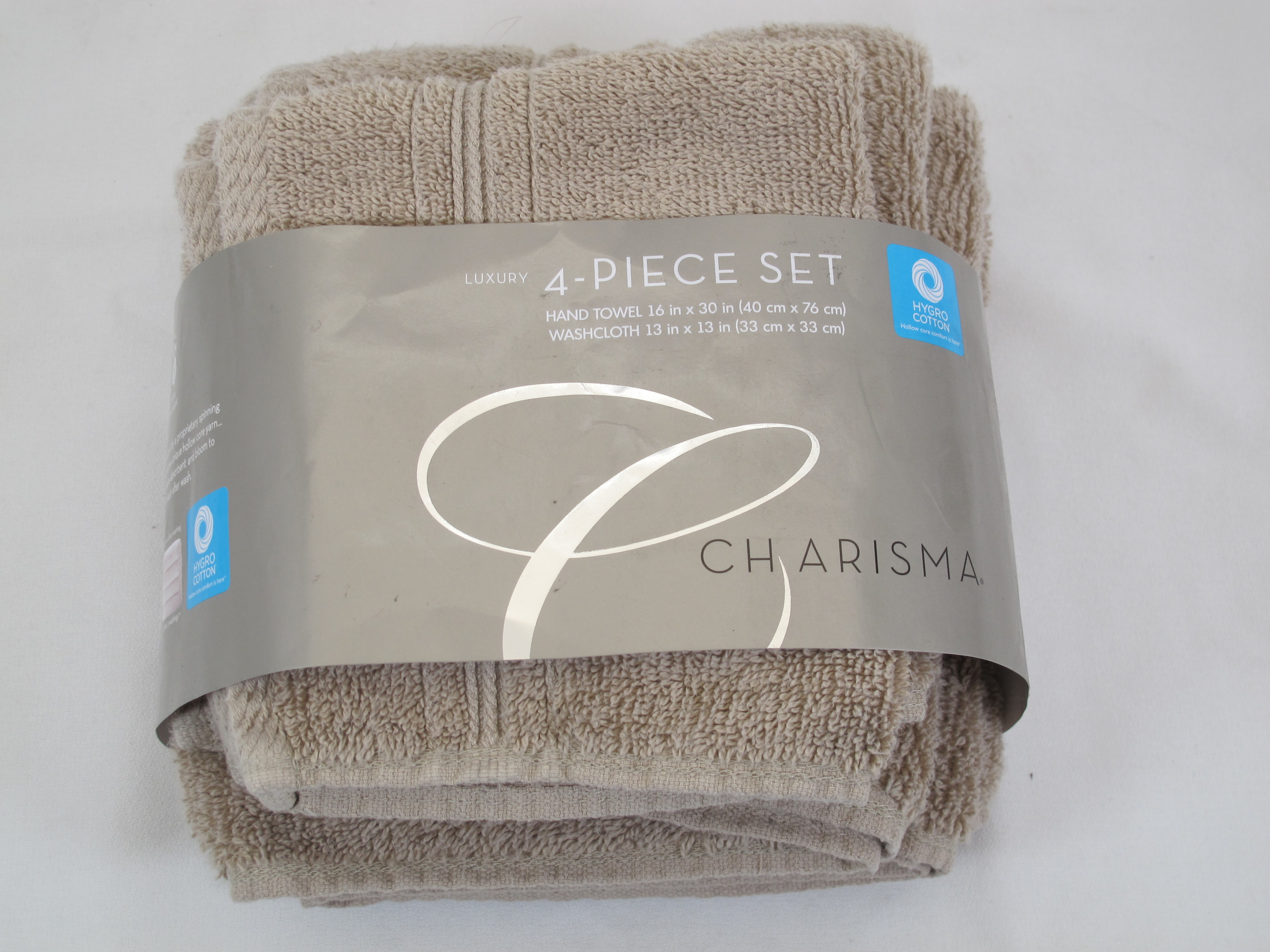 Charisma 2 Hand Towels and 2 Wash Cloth Luxury Towel Set (Sesame
